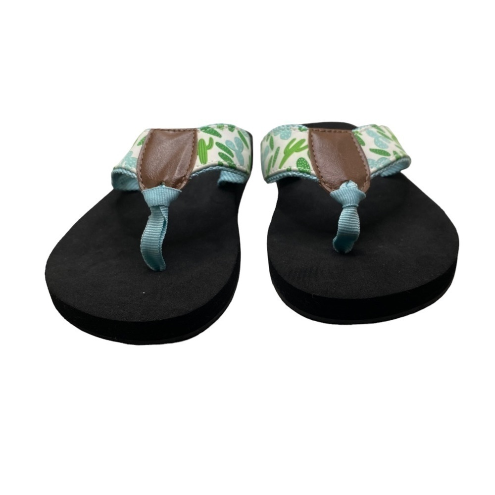 Capelli New York Women’s Blue and Green Cactus Print Flip Flop Sandals Sz 6 - Picture 2 of 10